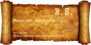 Menczer Bertold névjegykártya